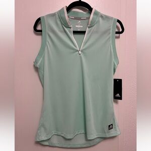 NWT ADIDAS Women's Equipment Sleeveless Golf Polo Shirt Clear Mint Size Medium